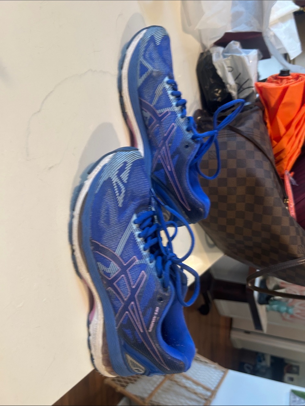 ASICS Womens Athletic Running Shoes - Blue with Purple Accents
